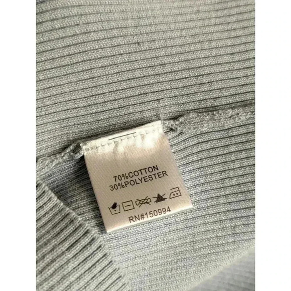 New Nikka K Medium Light Blue V-neck Center Drawstring Cinch Ribbed Sweater - Picture 7 of 7